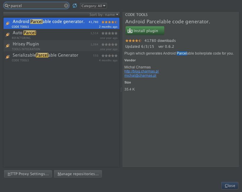 Quickly Create Parcelable Class in Android Studio